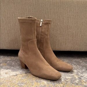 Aquatalia Beige Sandi Stretch Suede Booties